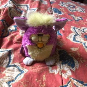 Purple and Yellow Furby-Style Interactive Plush Toy for Pets